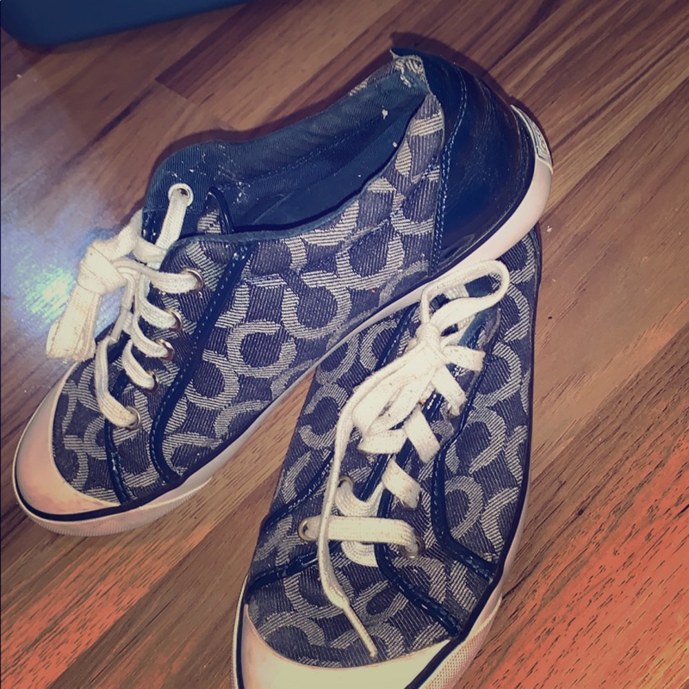 women’s Navy blue and white coach sneakers